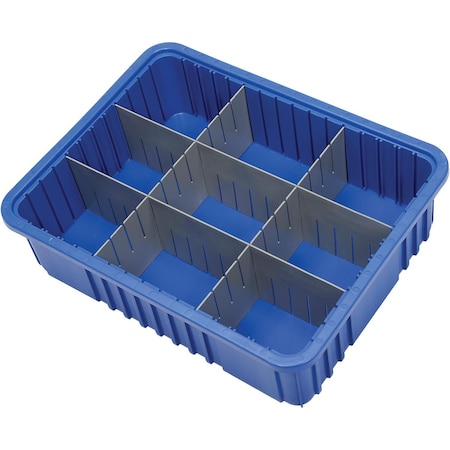 Quantum Storage Systems Divider Box, Polypropylene, Blue, 6 in H, 17-1/2 in W, 22-1/2 in L DG93060BL